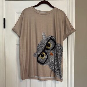 EUC Tan Owl Graphic T-Shirt